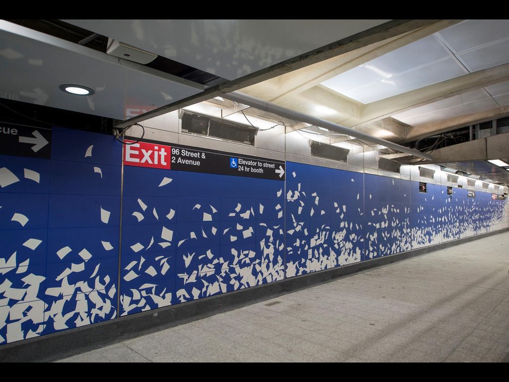 Sarah Sze's papers blowing in the wind at 96th Street<br>
